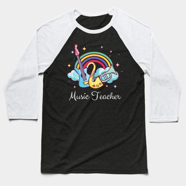 Music Teacher Cute boho Rainbow Baseball T-Shirt by JustBeSatisfied